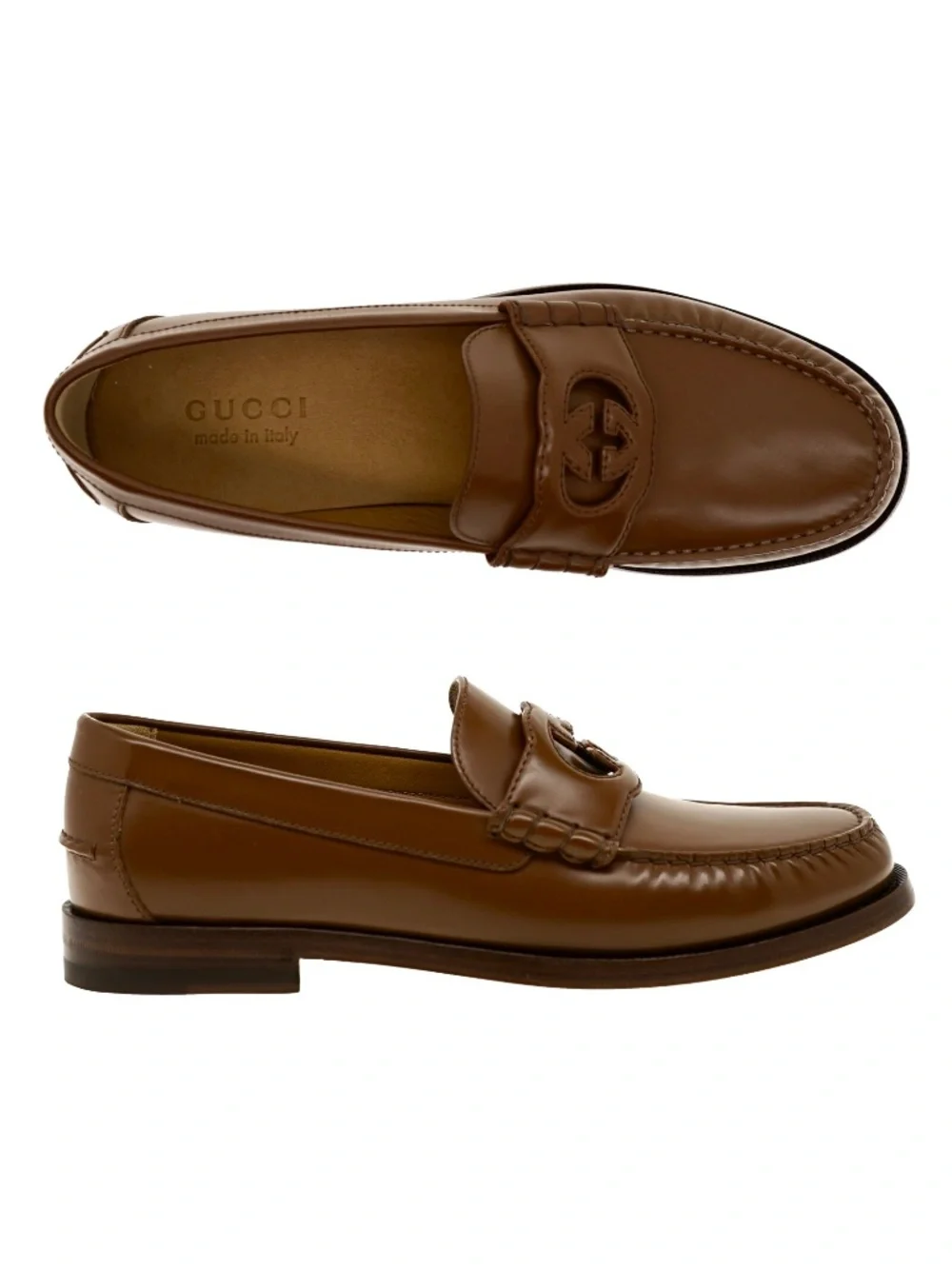 Gucci Loafer Millennial Moccasin Brown Leather Size 9 US New